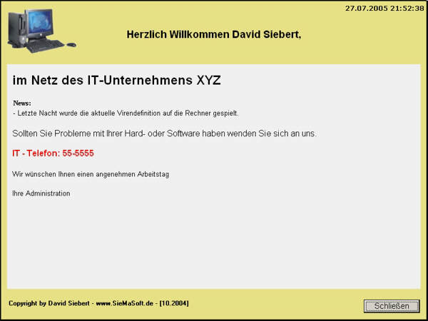 Screenshot für SieMaSoft User Message
