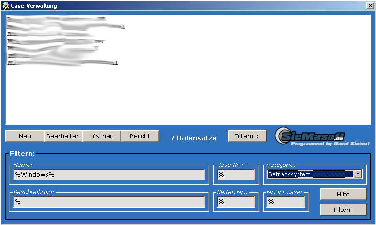 Screenshot für SieMaSoft Case-Verwaltung